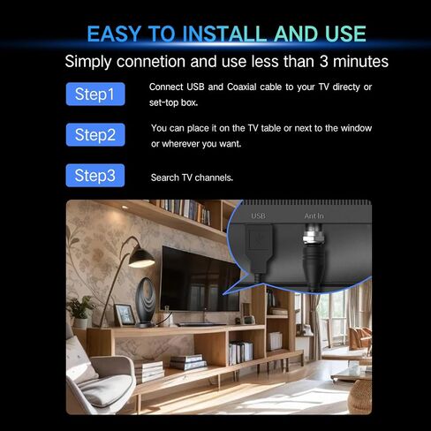 2025 TV Antenna for Smart TV and Old TV, 2800+ Miles Range HD Digital TV Antenna Indoor with 360° Signal Strongest Booster, Supports Local Channels 1080P 4K Reception for Home, RV, Camping (35ft) in Saudi Arabia