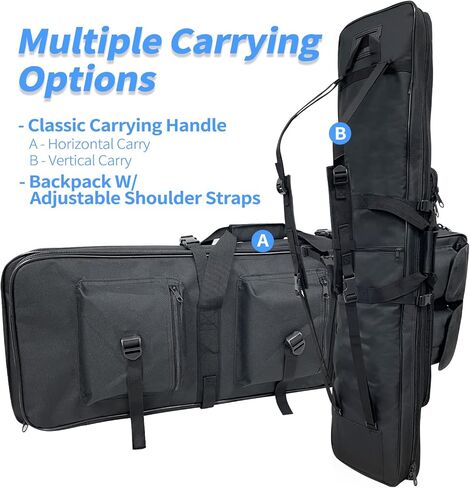 Sutekus Tactical Double Rifle Case, Gun Case, Padded Rifle Storage Backpack Integrated Pistol and Magazine Storage (3 Sizes 2 color) in Saudi Arabia