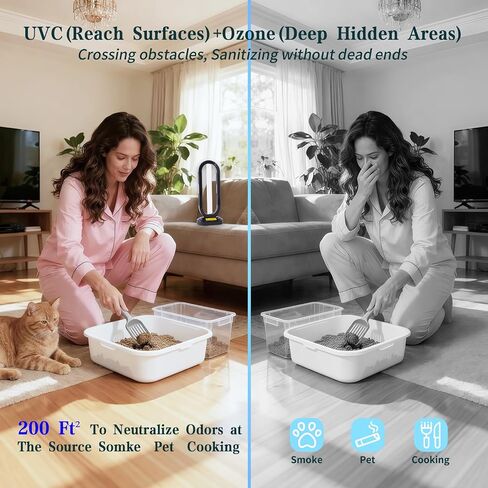 UV Light Sanitizer w/Spare Bulb with Ozone,UVC Disinfection Lamp with Remote Control,Ultraviolet Light Sanitizer for Whole Home,Room & Kitchen,UV Sterilizer15/30/45/60 Minutes Timer in Saudi Arabia