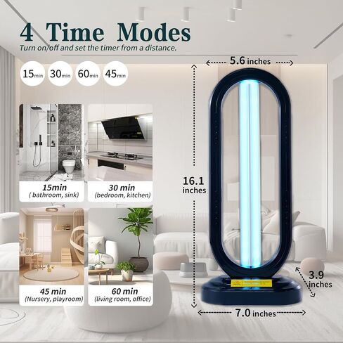 UV Light Sanitizer w/Spare Bulb with Ozone,UVC Disinfection Lamp with Remote Control,Ultraviolet Light Sanitizer for Whole Home,Room & Kitchen,UV Sterilizer15/30/45/60 Minutes Timer in Saudi Arabia