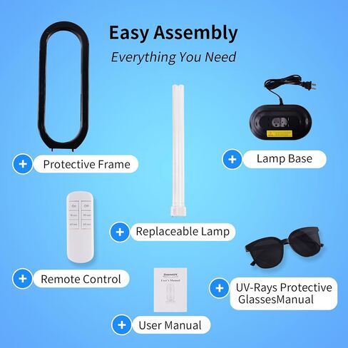 UV Light Sanitizer w/Spare Bulb with Ozone,UVC Disinfection Lamp with Remote Control,Ultraviolet Light Sanitizer for Whole Home,Room & Kitchen,UV Sterilizer15/30/45/60 Minutes Timer in Saudi Arabia