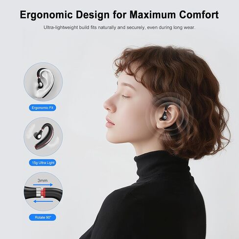 Bluetooth Headset V5.3, Bluetooth Earpiece with 72H Talk Time, Hand-Free Headphones Comfortable Fit, Bluetooth Headphones with Microphone for iOS, Android Devices, for Trucker/Office in Kuwait