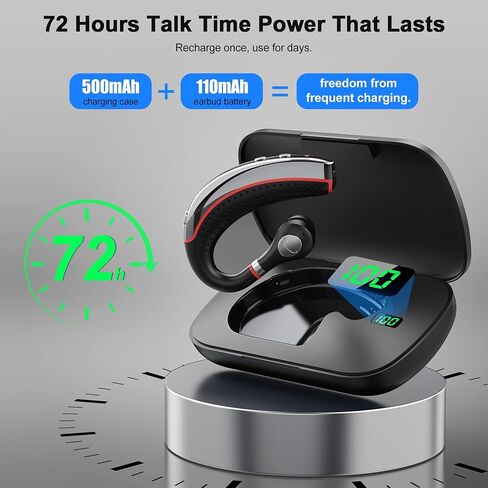 Bluetooth Headset V5.3, Bluetooth Earpiece with 72H Talk Time, Hand-Free Headphones Comfortable Fit, Bluetooth Headphones with Microphone for iOS, Android Devices, for Trucker/Office in Kuwait