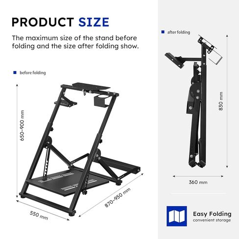 حامل عجلة السباق VOYOCHT، زاوية وارتفاع قابلان للتعديل، حامل عجلة قيادة السباق مع فتحة مقعد مع حامل أكواب الماء مناسب لجهاز Logitech G25 G27 G29 G920 G923 Thrustmaster T300 T500 Xbox in Kuwait