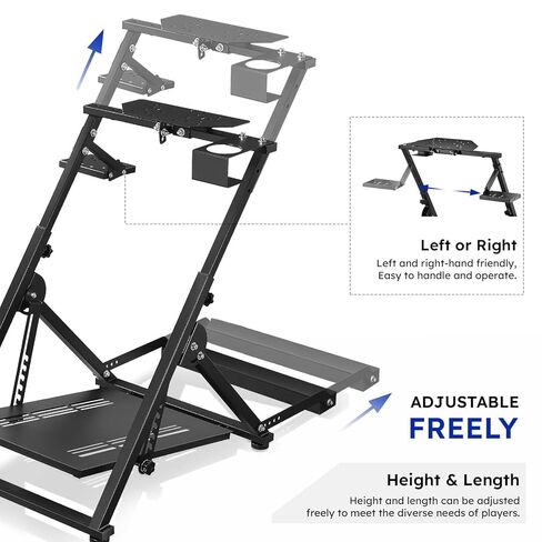 حامل عجلة السباق VOYOCHT، زاوية وارتفاع قابلان للتعديل، حامل عجلة قيادة السباق مع فتحة مقعد مع حامل أكواب الماء مناسب لجهاز Logitech G25 G27 G29 G920 G923 Thrustmaster T300 T500 Xbox in Kuwait
