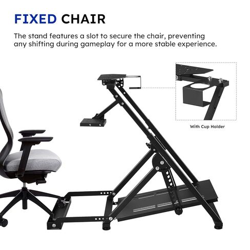 حامل عجلة السباق VOYOCHT، زاوية وارتفاع قابلان للتعديل، حامل عجلة قيادة السباق مع فتحة مقعد مع حامل أكواب الماء مناسب لجهاز Logitech G25 G27 G29 G920 G923 Thrustmaster T300 T500 Xbox in Kuwait