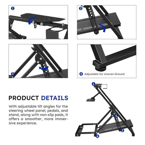 حامل عجلة السباق VOYOCHT، زاوية وارتفاع قابلان للتعديل، حامل عجلة قيادة السباق مع فتحة مقعد مع حامل أكواب الماء مناسب لجهاز Logitech G25 G27 G29 G920 G923 Thrustmaster T300 T500 Xbox in Kuwait