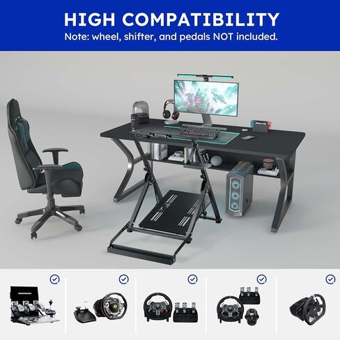 حامل عجلة السباق VOYOCHT، زاوية وارتفاع قابلان للتعديل، حامل عجلة قيادة السباق مع فتحة مقعد مع حامل أكواب الماء مناسب لجهاز Logitech G25 G27 G29 G920 G923 Thrustmaster T300 T500 Xbox in Kuwait