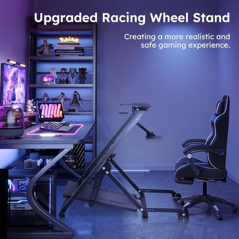 حامل عجلة السباق VOYOCHT، زاوية وارتفاع قابلان للتعديل، حامل عجلة قيادة السباق مع فتحة مقعد مع حامل أكواب الماء مناسب لجهاز Logitech G25 G27 G29 G920 G923 Thrustmaster T300 T500 Xbox in Kuwait