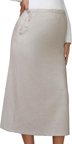 تنانير نسائية للحمل، مناسبة للعمل، تنورة متوسطة الطول فوق البطن، محبوكة قابلة للتمدد، تنورة مستقيمة للحمل in Kuwait