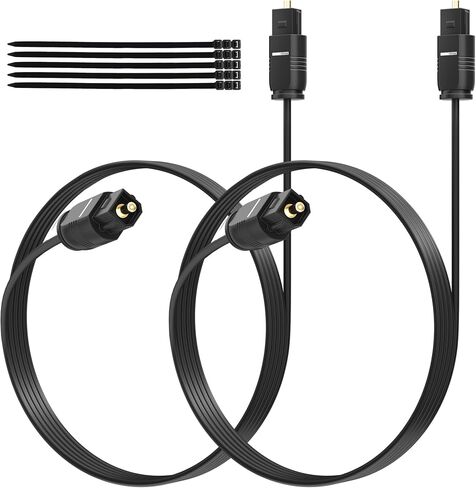 Adoreen Ultra-Thin Slim Digital Optical Audio Cable 20FT, Fiber Optic SPDIF Toslink Cord Gold-Plated High-Speed Flexible & Durable for TV Soundbar Home Theater Game Console PS4 Xbox Samsung +Ties in Saudi Arabia