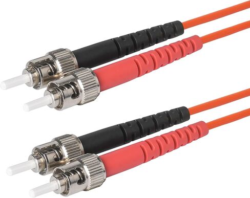 SpeedyFiberTX 12-Pack 5 Meter ST to ST Fiber Optic Patch Cable, Red and Black Boots, Corning InfiniCor Multimode OM1 62.5/125um Optical Fiber, Duplex Orange Riser OFNR Cable Jacket in Saudi Arabia