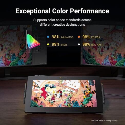 عرض Xencelabs Pen Display 16 حزمة مع مفاتيح سريعة ، 16 بوصة رسم محمول مع شاشة عرض تصميم رسومات مع شاشة مع أقلان من البطارية للفوز/الذراع/MacOS/Linux ، أسود in Kuwait