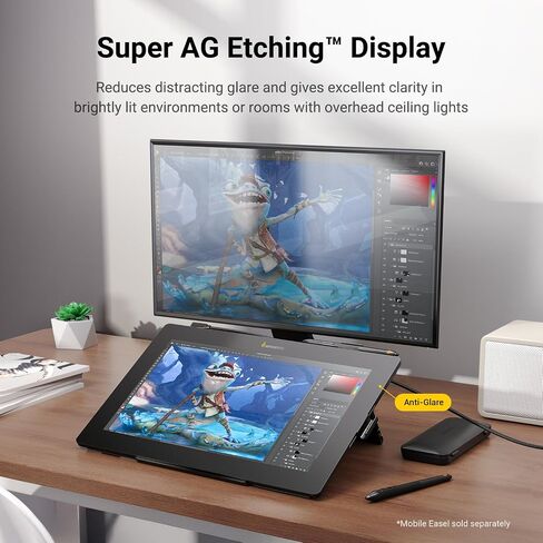 عرض Xencelabs Pen Display 16 حزمة مع مفاتيح سريعة ، 16 بوصة رسم محمول مع شاشة عرض تصميم رسومات مع شاشة مع أقلان من البطارية للفوز/الذراع/MacOS/Linux ، أسود in Kuwait