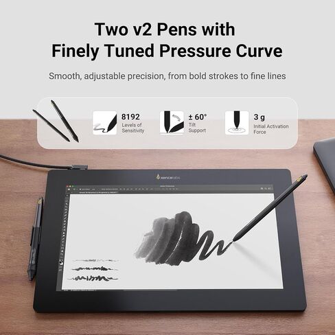 عرض Xencelabs Pen Display 16 حزمة مع مفاتيح سريعة ، 16 بوصة رسم محمول مع شاشة عرض تصميم رسومات مع شاشة مع أقلان من البطارية للفوز/الذراع/MacOS/Linux ، أسود in Kuwait