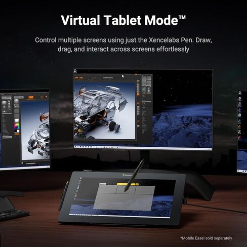 عرض Xencelabs Pen Display 16 حزمة مع مفاتيح سريعة ، 16 بوصة رسم محمول مع شاشة عرض تصميم رسومات مع شاشة مع أقلان من البطارية للفوز/الذراع/MacOS/Linux ، أسود in Kuwait