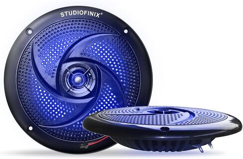 STUDIOFINIX 4 Inch Waterproof Marine Speakers - 80W 2-Way Weather Resistant Outdoor Boat Audio with LED Lights, Low Profile Slim Style Suitable for Boat, RV, UTV, ATU, Glof Cart (2 Speakers, Black) in Saudi Arabia