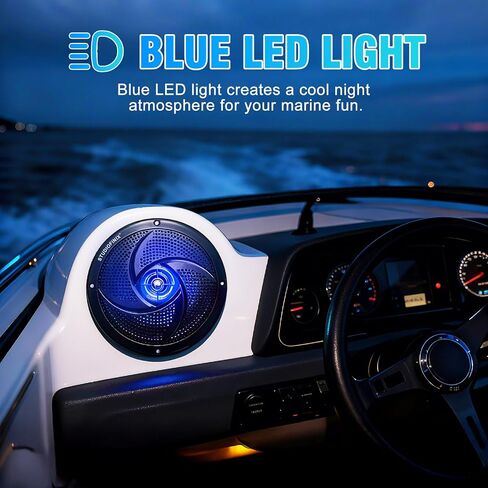 STUDIOFINIX 4 Inch Waterproof Marine Speakers - 80W 2-Way Weather Resistant Outdoor Boat Audio with LED Lights, Low Profile Slim Style Suitable for Boat, RV, UTV, ATU, Glof Cart (2 Speakers, Black) in Saudi Arabia