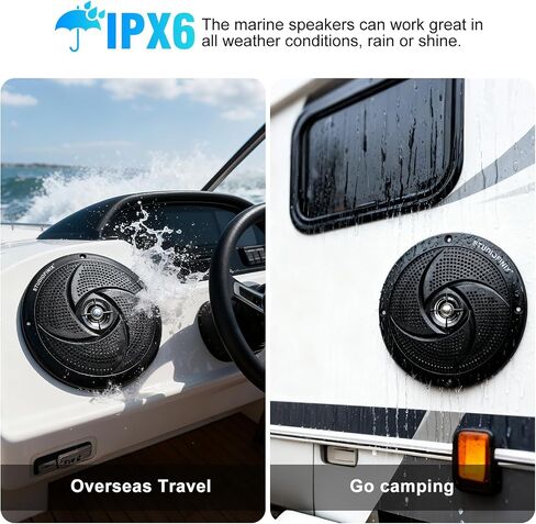 STUDIOFINIX 4 Inch Waterproof Marine Speakers - 80W 2-Way Weather Resistant Outdoor Boat Audio with LED Lights, Low Profile Slim Style Suitable for Boat, RV, UTV, ATU, Glof Cart (2 Speakers, Black) in Saudi Arabia