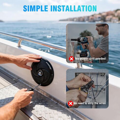 STUDIOFINIX 4 Inch Waterproof Marine Speakers - 80W 2-Way Weather Resistant Outdoor Boat Audio with LED Lights, Low Profile Slim Style Suitable for Boat, RV, UTV, ATU, Glof Cart (2 Speakers, Black) in Saudi Arabia