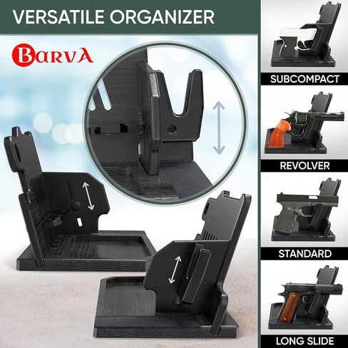 BarvA 2 Phone Docking Station | Patented Adaptive Wood Gun Rack | Night Stand Room Decor | Gun Accessories Gifts for Men | Smart Watch & Phone Stand | Charging Station Desk Organizer in Saudi Arabia