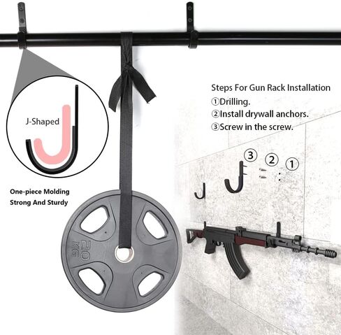 Gun Rack Wall Mount, Horizontal Gun Racks for Wall Metal Shotgun Hangers for Storing Rifles, Shotguns and Bows, Gun Mount Holder Hooks for Wall Storage (Black 3Pairs) in Saudi Arabia