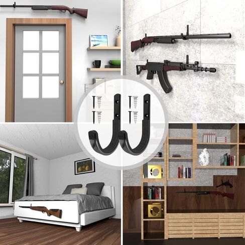 Gun Rack Wall Mount, Horizontal Gun Racks for Wall Metal Shotgun Hangers for Storing Rifles, Shotguns and Bows, Gun Mount Holder Hooks for Wall Storage (Black 3Pairs) in Saudi Arabia