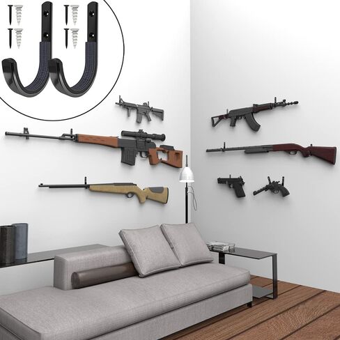 Gun Rack Wall Mount, Horizontal Gun Racks for Wall Metal Shotgun Hangers for Storing Rifles, Shotguns and Bows, Gun Mount Holder Hooks for Wall Storage (Black 3Pairs) in Saudi Arabia