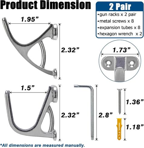 حامل مسدس على الحائط مع خطافات بندقية معدنية أفقية للخدمة الشاقة من أجل أمان تخزين البنادق والبنادق in Kuwait