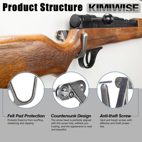 حامل مسدس على الحائط مع خطافات بندقية معدنية أفقية للخدمة الشاقة من أجل أمان تخزين البنادق والبنادق in Kuwait