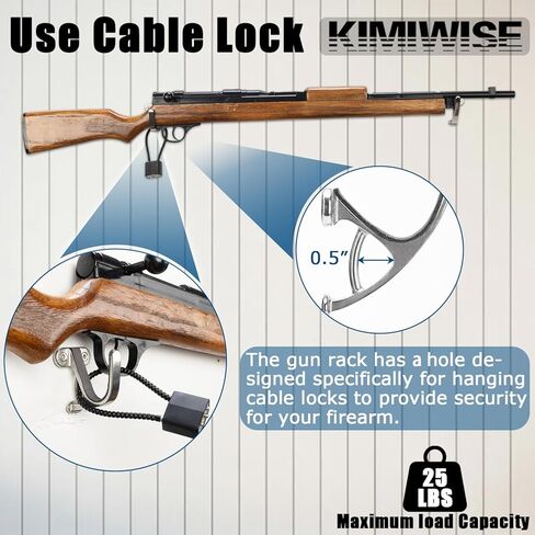 حامل مسدس على الحائط مع خطافات بندقية معدنية أفقية للخدمة الشاقة من أجل أمان تخزين البنادق والبنادق in Kuwait
