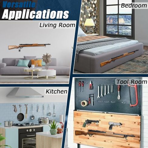 حامل مسدس على الحائط مع خطافات بندقية معدنية أفقية للخدمة الشاقة من أجل أمان تخزين البنادق والبنادق in Kuwait