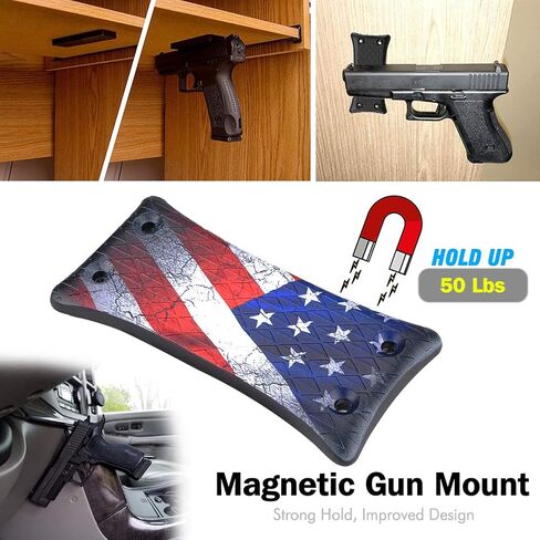Gun Magnet Mount, 50 Lbs Rating,Rubber Coated Gun Holder for Pistol, Handgun, Shotgun, Rifles, Revolvers, Safe, Hunting, Firearm Accessories, Using in Car, Truck, Wall, Desk, Vehicle and Home in Saudi Arabia