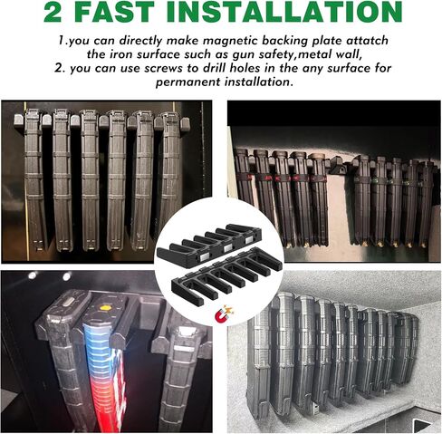 ABS Magnetic Magazine Holder for Gun Safe, AR Magazine Wall Mount Rack Compatible with Magpul PMAG, Glock, Amend2, HEX Mag, MFT Magazines in Saudi Arabia