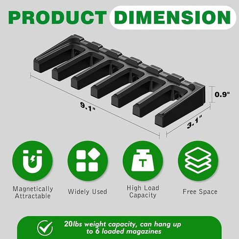 ABS Magnetic Magazine Holder for Gun Safe, AR Magazine Wall Mount Rack Compatible with Magpul PMAG, Glock, Amend2, HEX Mag, MFT Magazines in Saudi Arabia