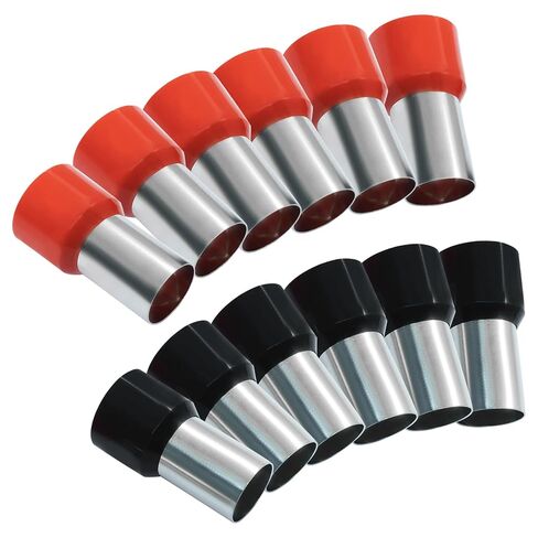 مجموعة حلقات سلكية مكونة من 200 قطعة، 10 أطراف طرفية لموصلات تجعيد معزولة AWG، طرف طرفي E6012 لمعدات الصوت/الإلكترونيات/الاتصالات في السيارة (100 أسود + 100 أحمر) in Kuwait