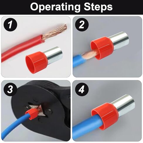 مجموعة حلقات سلكية مكونة من 200 قطعة، 10 أطراف طرفية لموصلات تجعيد معزولة AWG، طرف طرفي E6012 لمعدات الصوت/الإلكترونيات/الاتصالات في السيارة (100 أسود + 100 أحمر) in Kuwait
