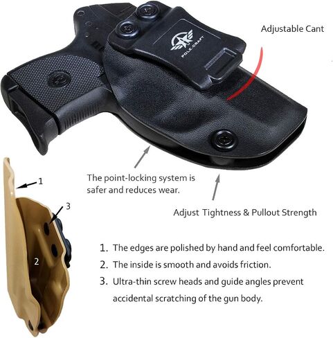 Ruger LCP 380 Holster، IWB Kydex Holster Fit: LCP 380 Auto⎜Inside حزام الخصر - Adj. غير قادر على الاحتفاظ ⎜ غطاء ماج زر ⎜ لا ارتداء ⎜ لا غضب in Kuwait