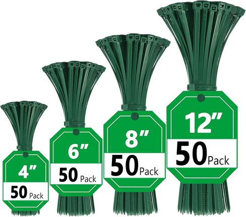 Green Zip Ties 8 inch (100 Pack), 45lb Tensile Strength, Cable Ties for Indoor and Outdoor Use, UV and Cold Resistant Wire Ties for Home, Garden, Fencing, Glufirm in Saudi Arabia