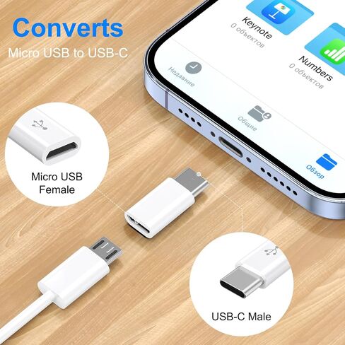4 حزم محول Micro USB إلى USB C، محول Micro-USB أنثى إلى USB-C ذكر OTG متوافق مع هواتف Samsung Galaxy S10 S9 S8 Plus Note 9 8، MacBook، LG V30 G5 G6، Moto Z2 Play Type-C، الأجهزة اللوحية (أبيض) in Kuwait