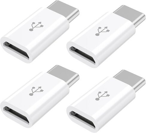 4 حزم محول Micro USB إلى USB C، محول Micro-USB أنثى إلى USB-C ذكر OTG متوافق مع هواتف Samsung Galaxy S10 S9 S8 Plus Note 9 8، MacBook، LG V30 G5 G6، Moto Z2 Play Type-C، الأجهزة اللوحية (أبيض) in Kuwait