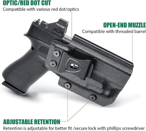 حافظة WARRIORLAND IWB Kydex مع قطع مخلب وبصريات متوافقة مع مسدس Glock 43 / G43X & G43X MOS، حافظة حمل مخفية داخل حزام الخصر، Adj. الاحتفاظ وغير قادر، اليد اليمنى in Kuwait