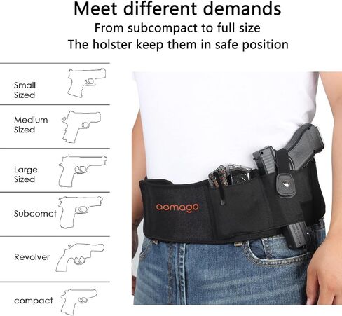 Belly Band Holster for Men Women - Gun Holster for Comfortable Carry Fits Glock, Smith Wesson, Taurus, Ruger, and More-Breathable Neoprene Waistband Holster for Most Pistols and Revolvers in Saudi Arabia