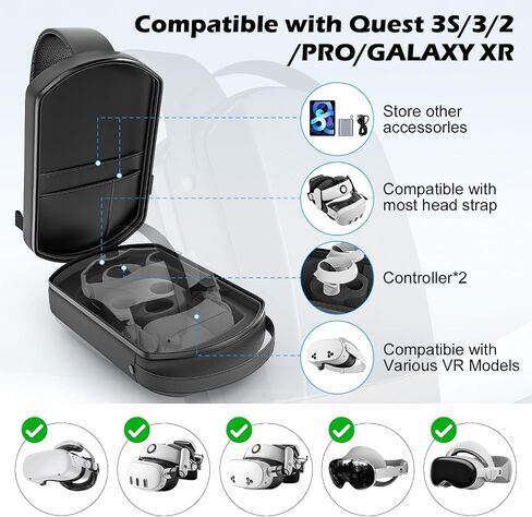 Fashion Sling Bag Compatible With Oculus Quest 2,3,3S/Vision Pro & 2/Elite Strap/BOBOVR S3 PRO/ Kiwi design Battery & ALL SIZE VR Headset Controller Accessories, Crossbody Shoulder Backpack (Black) in Saudi Arabia