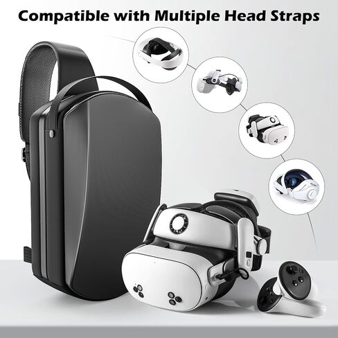 Fashion Sling Bag Compatible With Oculus Quest 2,3,3S/Vision Pro & 2/Elite Strap/BOBOVR S3 PRO/ Kiwi design Battery & ALL SIZE VR Headset Controller Accessories, Crossbody Shoulder Backpack (Black) in Saudi Arabia