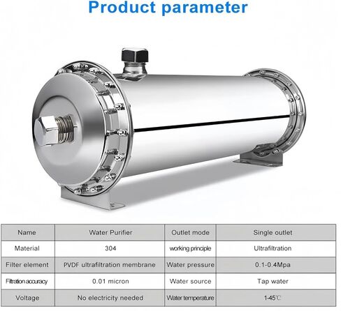 600L-2000L Home Water Filter 304 Stainless Steel PVDF Ultrafiltration Purifier with Washable Cartridge Direct Drinking Wholehouse(600L) in Saudi Arabia