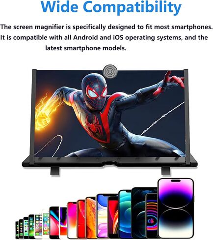 20" Screen Magnifier for Smartphone,3D HD Screen Enlarger for Movies, Videos, and Gaming,Screen Magnifier with Adjustable Angle Design Amplifier Desktop Magnifying for Seniors Reading(Black, 20 Inch) in Kuwait