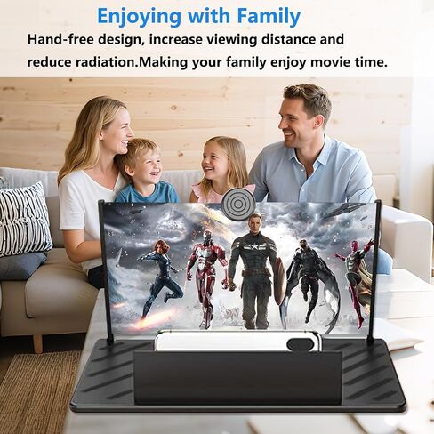 20" Screen Magnifier for Smartphone,3D HD Screen Enlarger for Movies, Videos, and Gaming,Screen Magnifier with Adjustable Angle Design Amplifier Desktop Magnifying for Seniors Reading(Black, 20 Inch) in Kuwait