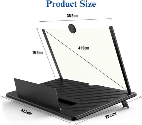20" Screen Magnifier for Smartphone,3D HD Screen Enlarger for Movies, Videos, and Gaming,Screen Magnifier with Adjustable Angle Design Amplifier Desktop Magnifying for Seniors Reading(Black, 20 Inch) in Kuwait