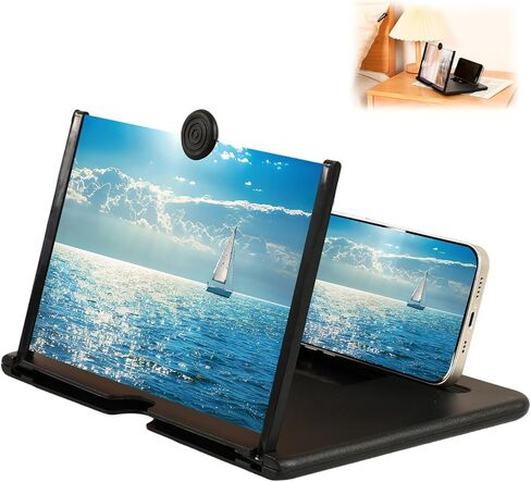Smartphone Screen Magnifier, 3D HD Mobile Phone Magnifier Projector Screen Enlarger for Movies, Videos, and Gaming, Foldable Cell Phone Stand with Screen Amplifier, Supports All Smartphones (12Inch) in Kuwait